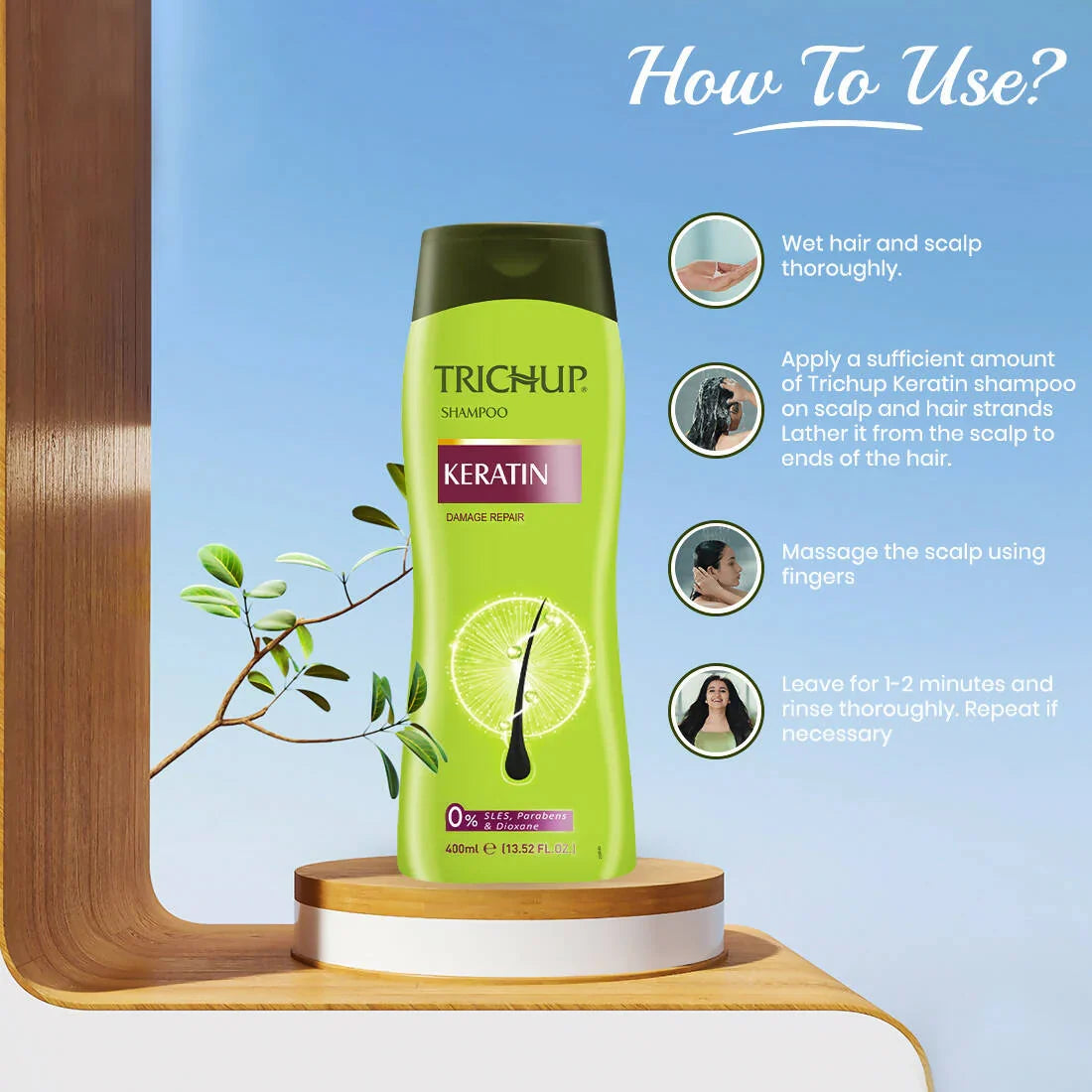 Vasu Healthcare Trichup Keratin Shampoo -400 ml - Pack of 2 image 2