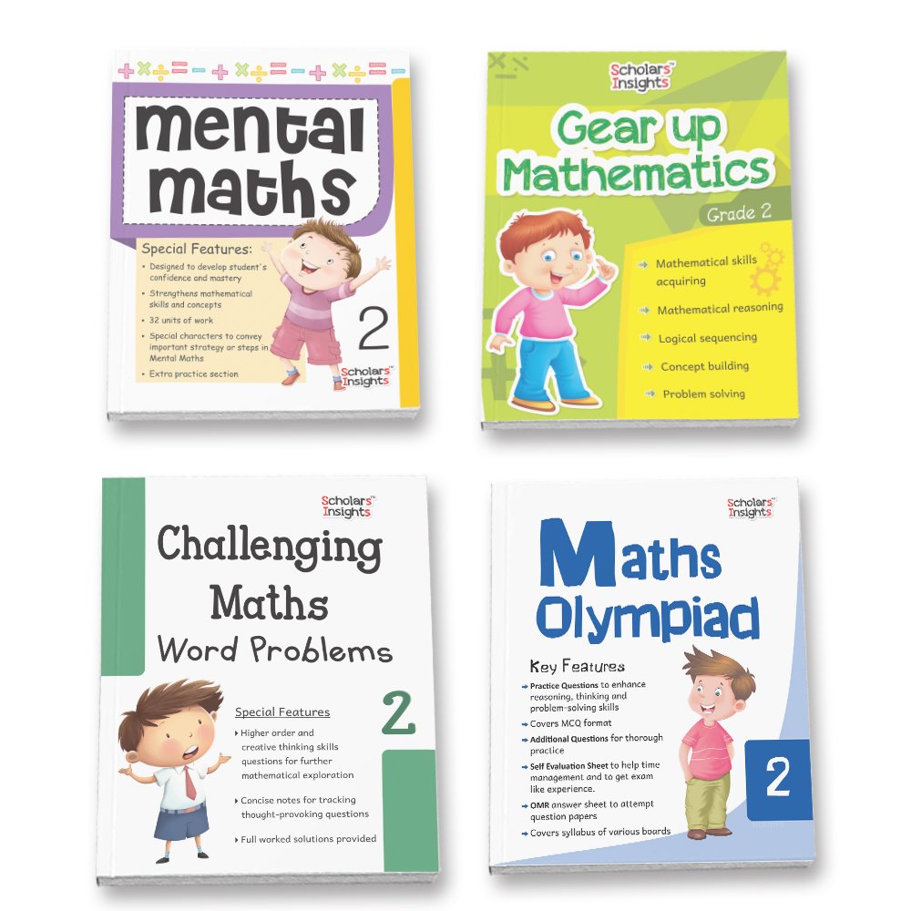 Grade 2 Comprehensive Learning with Mathematics Workbooks Set of 4 Ages 7-8 Years: Gear Up Math, Mental Math, Olympiad, and…