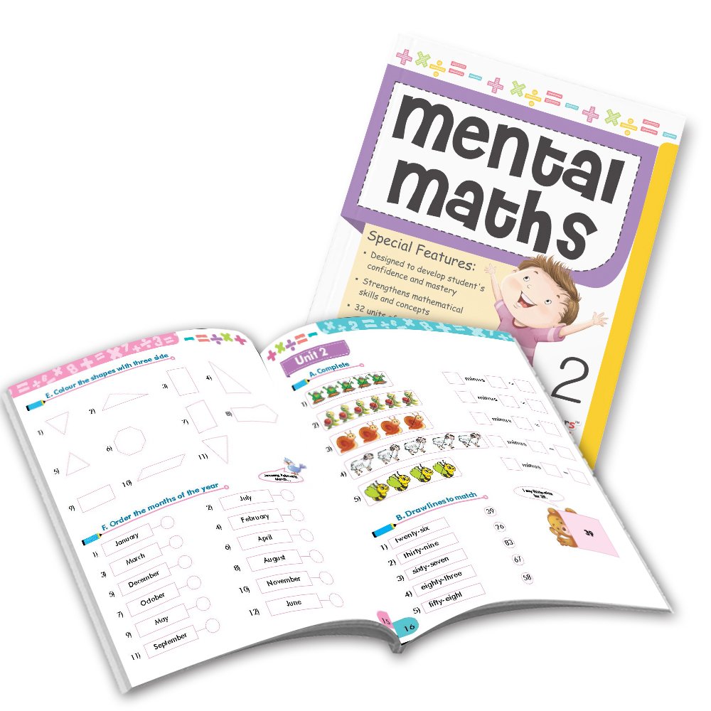Grade 2 Comprehensive Learning with Mathematics Workbooks Set of 4 Ages 7-8 Years: Gear Up Math, Mental Math, Olympiad, and…