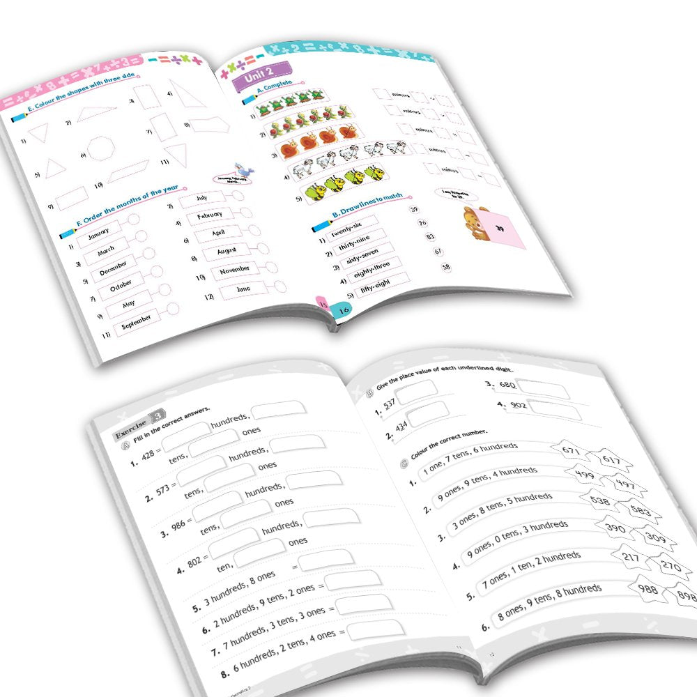 Grade 2 Comprehensive Learning with Mathematics Workbooks Set of 4 Ages 7-8 Years: Gear Up Math, Mental Math, Olympiad, and…