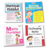 Grade 4 Comprehensive Learning with Mathematics Workbooks Set of 4 Ages 9-10 Years: Gear Up Math, Mental Math, Olympiad…