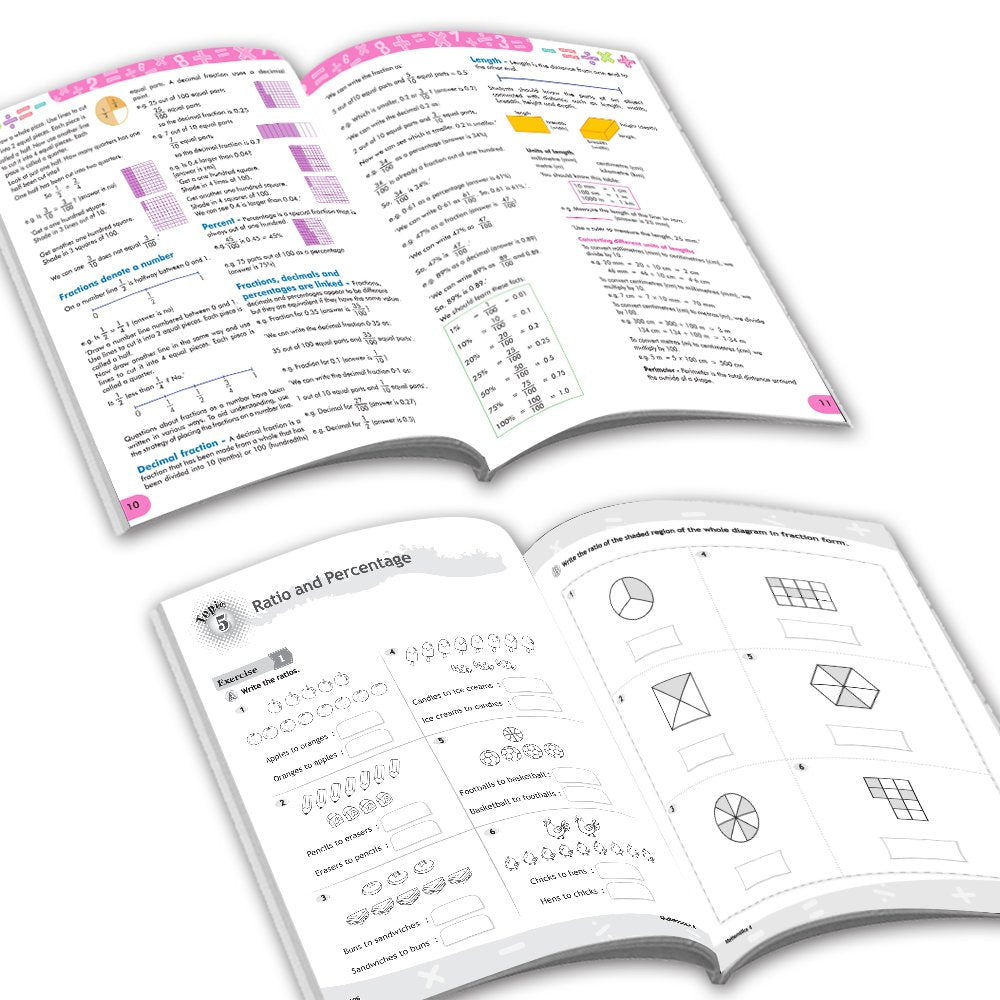 Grade 4 Comprehensive Learning with Mathematics Workbooks Set of 4 Ages 9-10 Years: Gear Up Math, Mental Math, Olympiad…