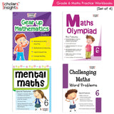 Grade 6 Comprehensive Learning with Mathematics Workbooks Set of 4 Ages 11-12 Years: Gear Up Math, Mental Math, Olympiad…