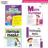 Grade 6 Comprehensive Learning with Mathematics Workbooks Set of 4 Ages 11-12 Years: Gear Up Math, Mental Math, Olympiad…