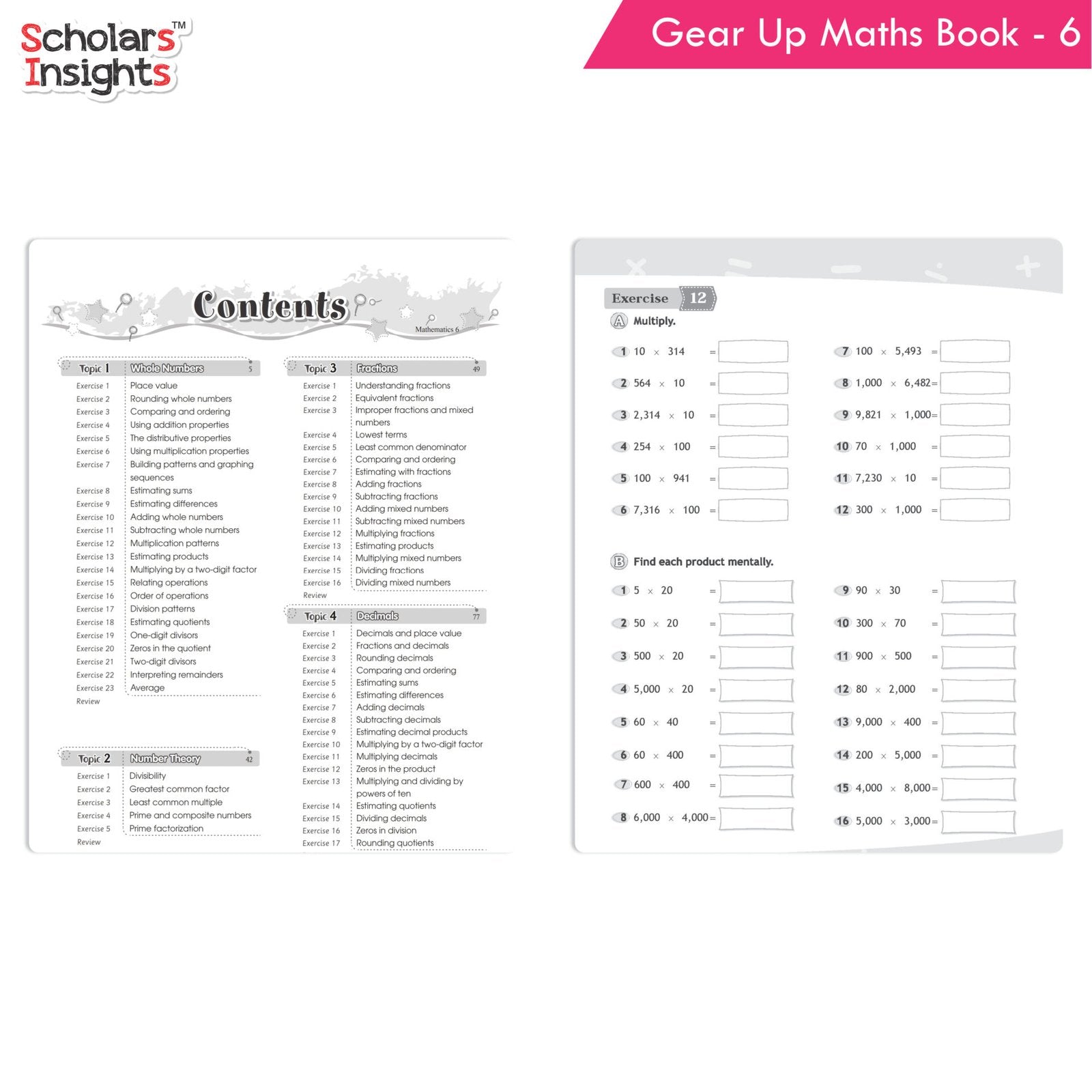Grade 6 Comprehensive Learning with Mathematics Workbooks Set of 4 Ages 11-12 Years: Gear Up Math, Mental Math, Olympiad…