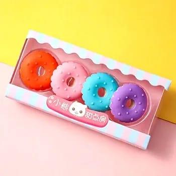 Set of 4 3D Yummy Dessert Shape Rubber Pencil Eraser Set