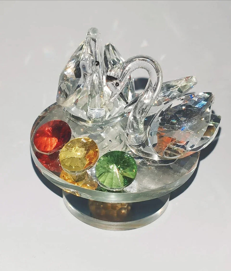 Crystal Swan Pair Showpiece