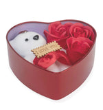 Heart Shaped Box With Teddy And Scented Roses, Valentine Gift image 3