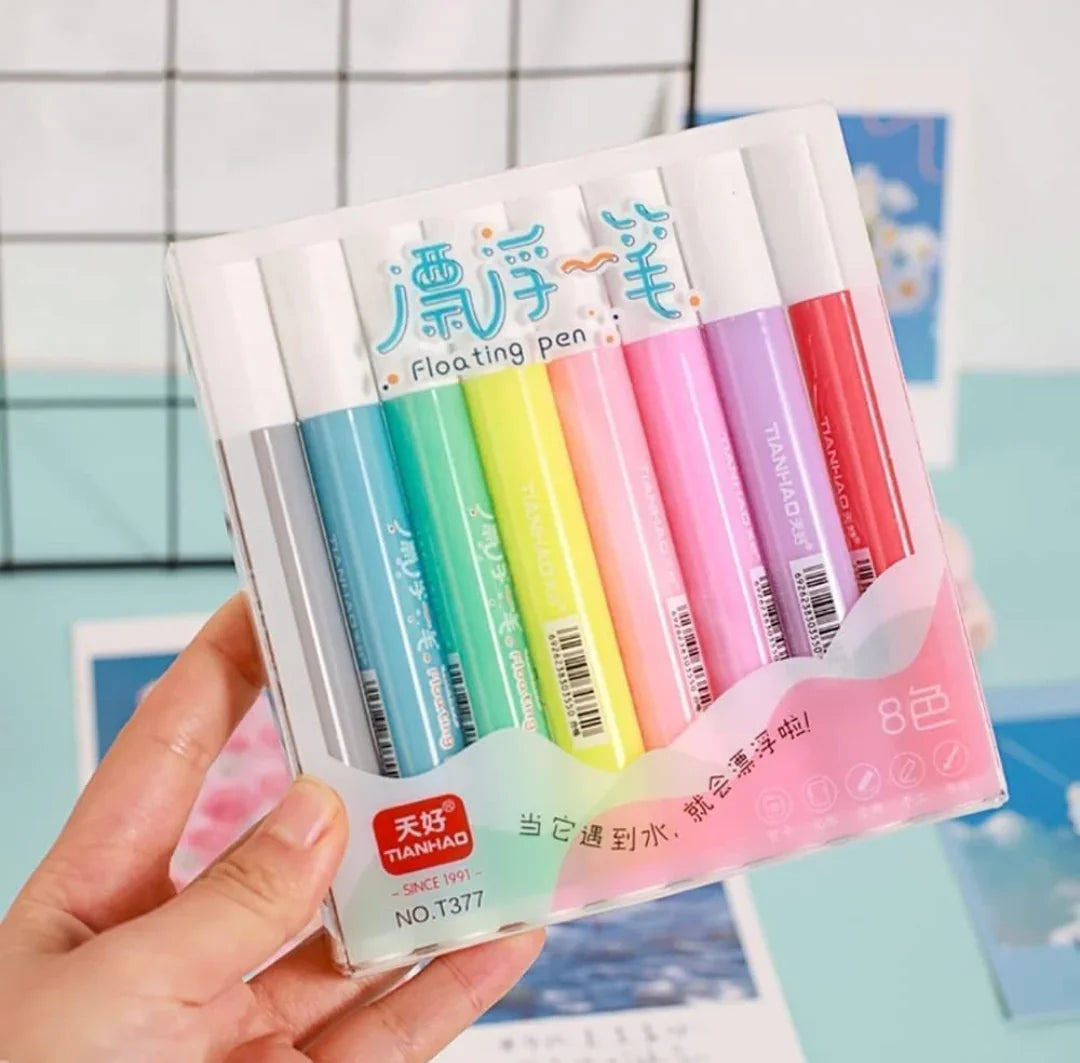 8 Colors Doodle Pen Children's Colorful Marker Pen Magical Water Painting Pen Easy -To-Wipe Dry Erase Whiteboared Pen Doodle Water Floating Pen image 2