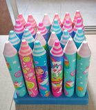 Pencil Shaped Candy Long Eraser Unicorn Stationery for Girls Birthday Theme Rainbow Eraser Mermaid Eraser (4pcs) image 2