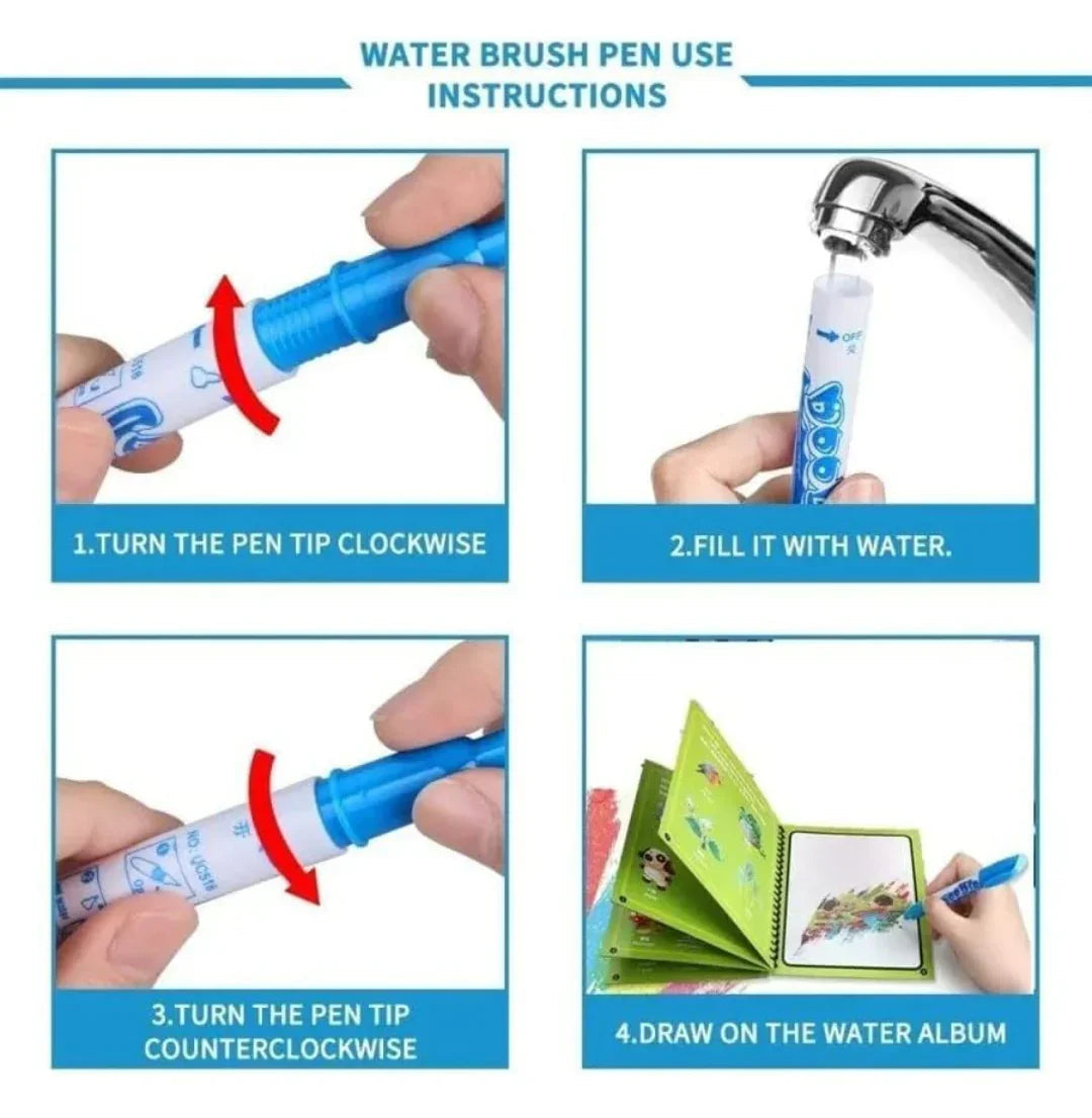 Magic Water Coloring Doodle Book & Magic Pen (Pack of 4) image 2
