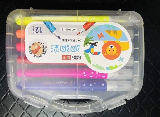 12 Color Effortless Painting Brush Highlighter Sketch Pens, Marker Pens Flexible Tip for Adult Coloring Books, Manga, Comic, Calligraphy