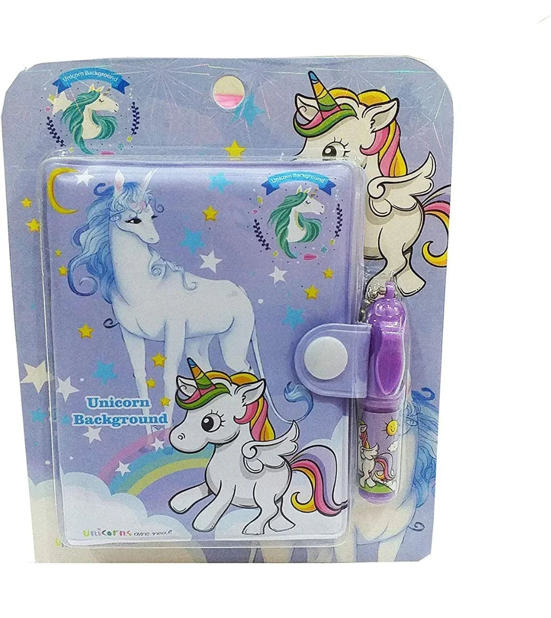 Unicorn Cartoon Printed Diary with Small Pen for Kids