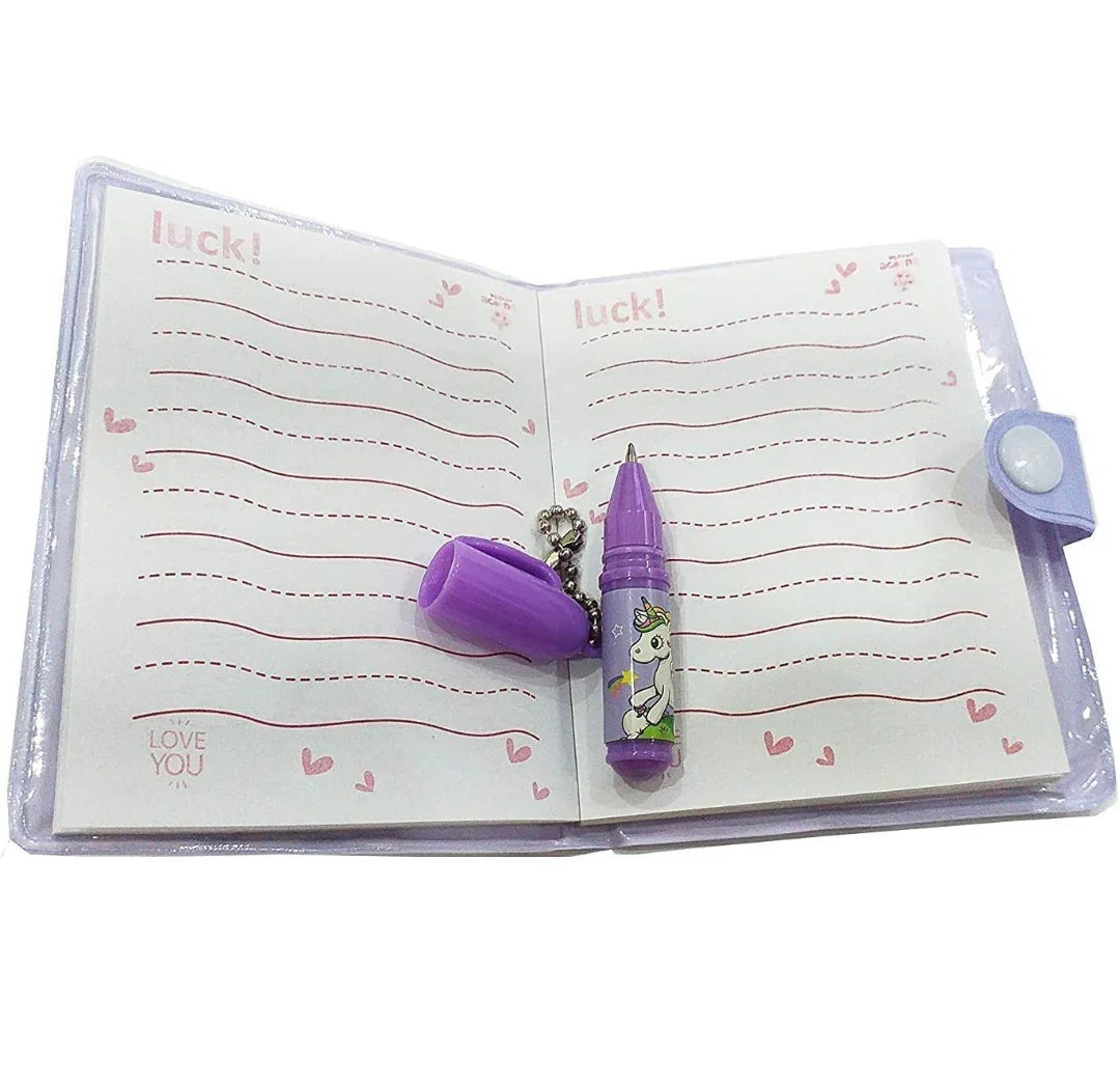 Unicorn Cartoon Printed Diary with Small Pen for Kids image 2