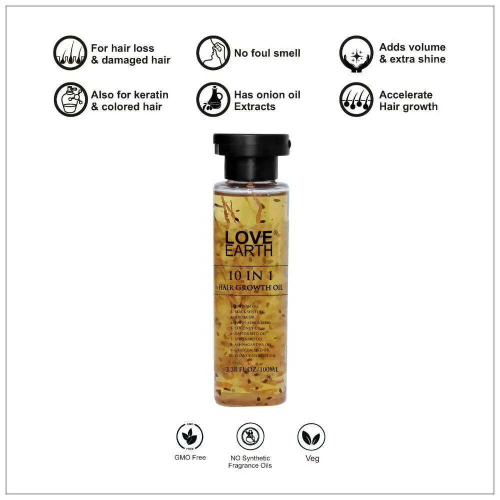Love Earth 10 In 1 Hair Growth Oil -100 ml image 3