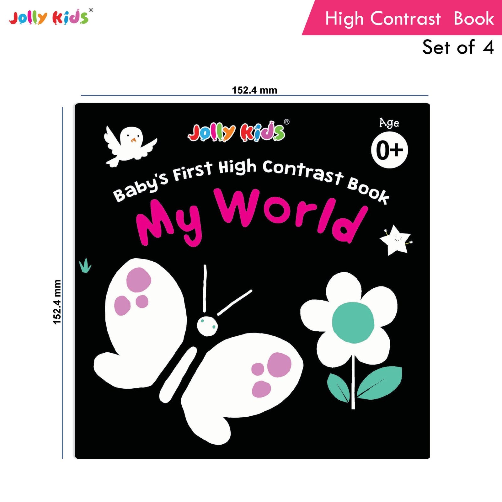 Jolly Kids Baby's First High Contrast Board Books (Set of 4)| Black and White Board Books For Kids Ages 0 - 3 Years…