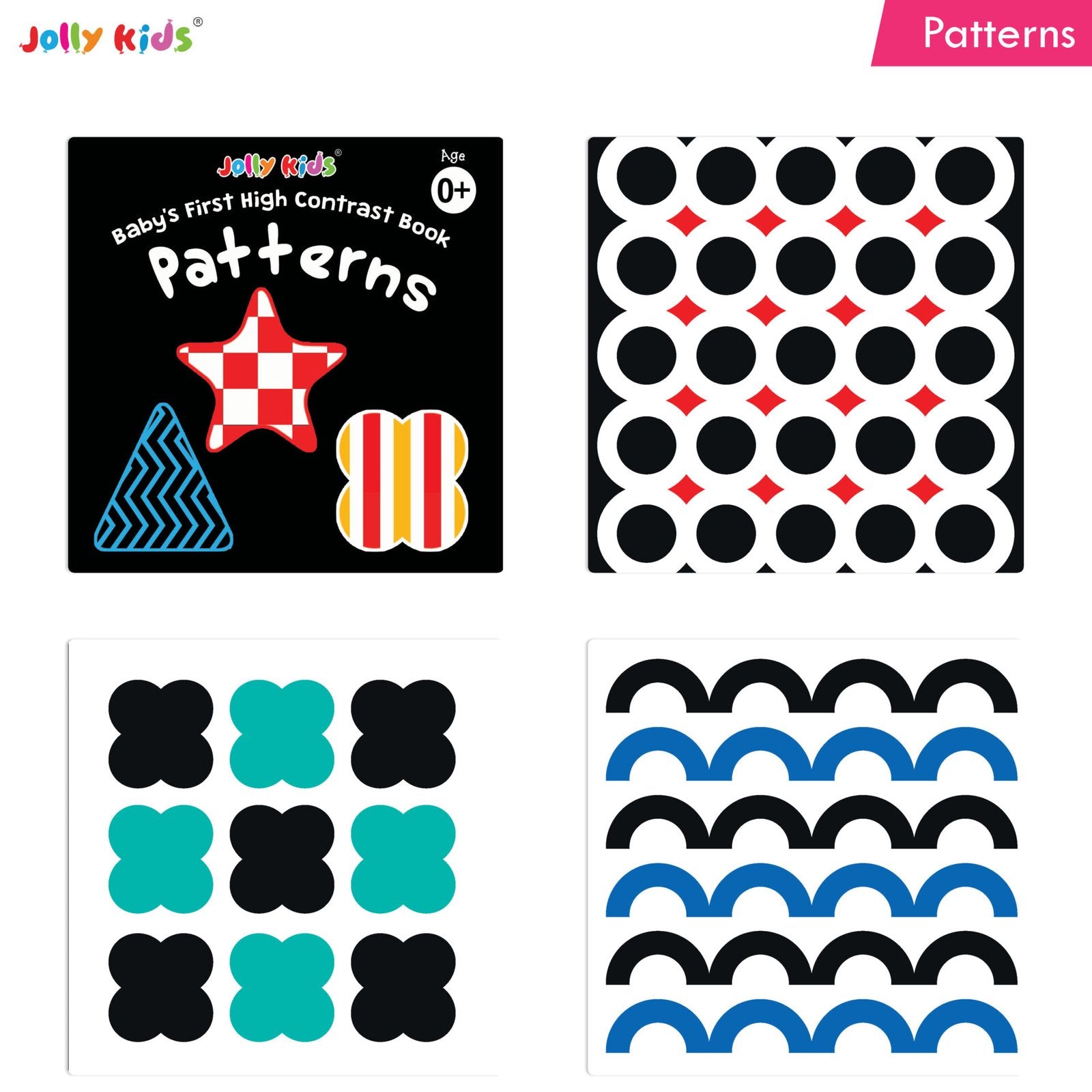 Jolly Kids Baby's First High Contrast Board Books (Set of 4)| Black and White Board Books For Kids Ages 0 - 3 Years…