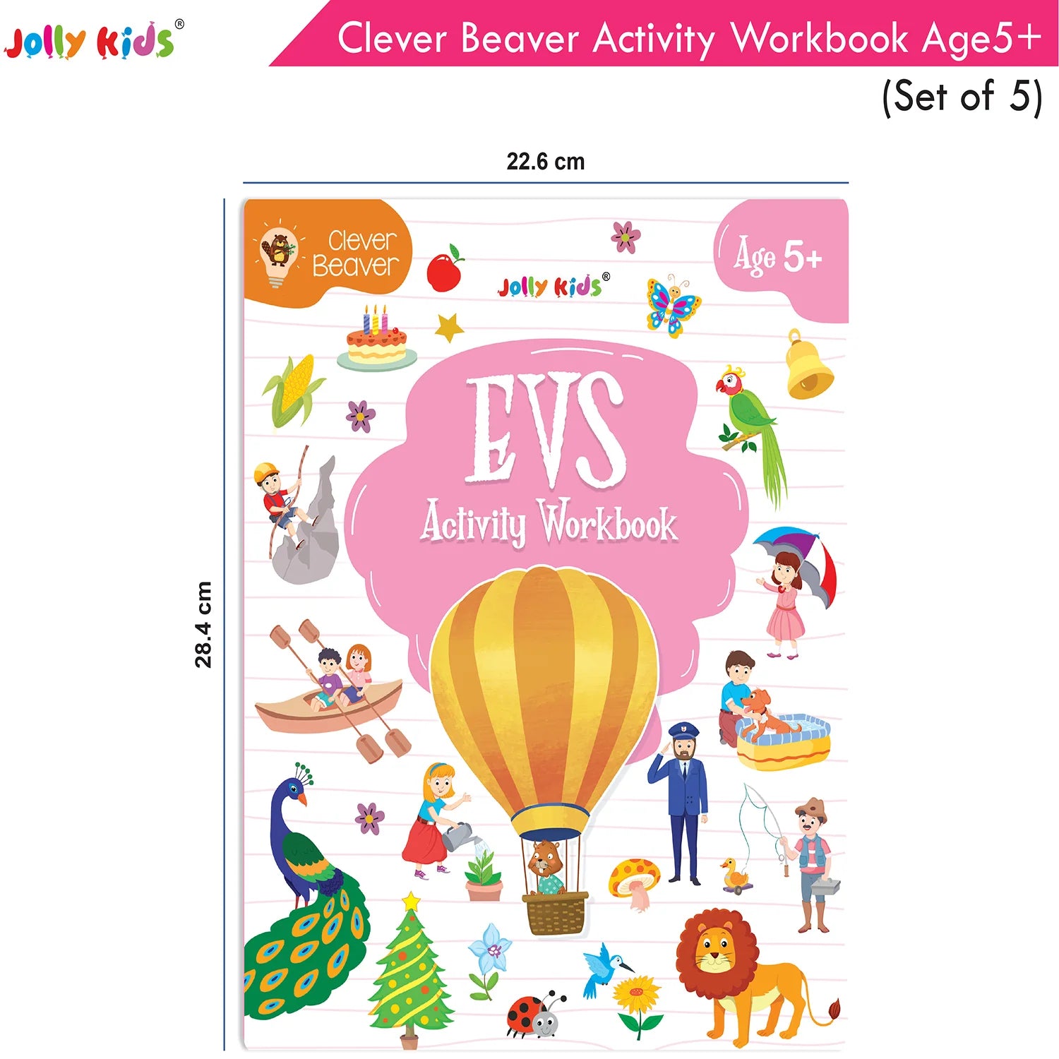 Jolly Kids Clever Beaver Ages 5-6 Years Fun Learning Activities Workbooks Set of 4| English-Maths-EVS-Good Habit-Logical…