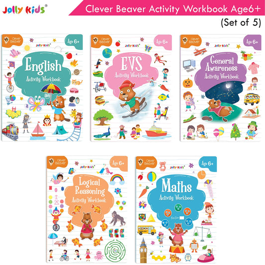 Jolly Kids Clever Beaver Ages 6-7 Years Fun Learning Activities Workbooks Set of 4| English-Maths-EVS-Good Habit-Logical…