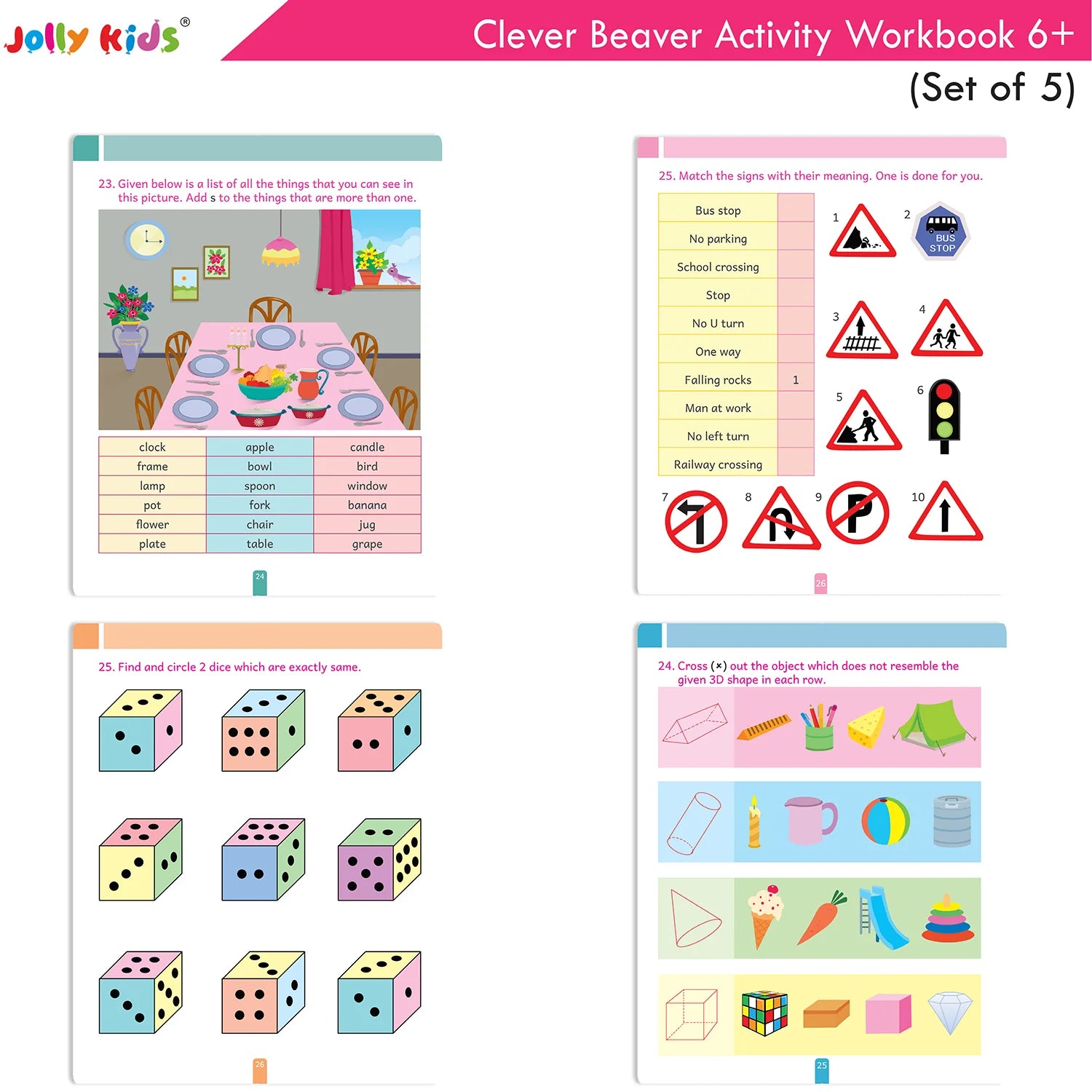 Jolly Kids Clever Beaver Ages 6-7 Years Fun Learning Activities Workbooks Set of 4| English-Maths-EVS-Good Habit-Logical…