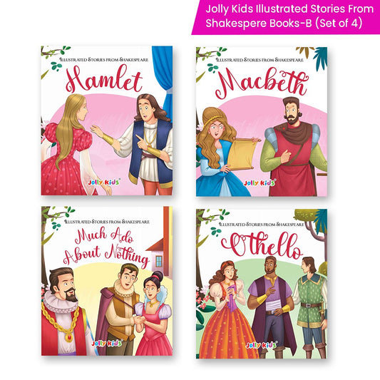 Shakespeare for Young Minds: Jolly Kids' Illustrated Stories B Combo Set of 4 Ages 6-12 Years | Hamlet, Macbeth, Much Ado…