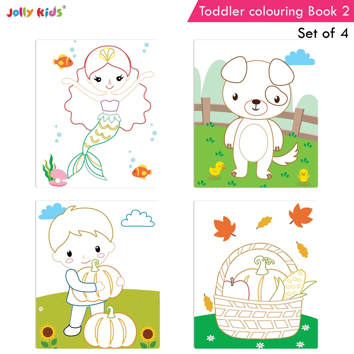 Jolly Kids Toddler Colouring Die-Cut Animals Shape Activity Books Set of 4 for Kids| Ages 1-6 Years – Shethbooks (image 3)