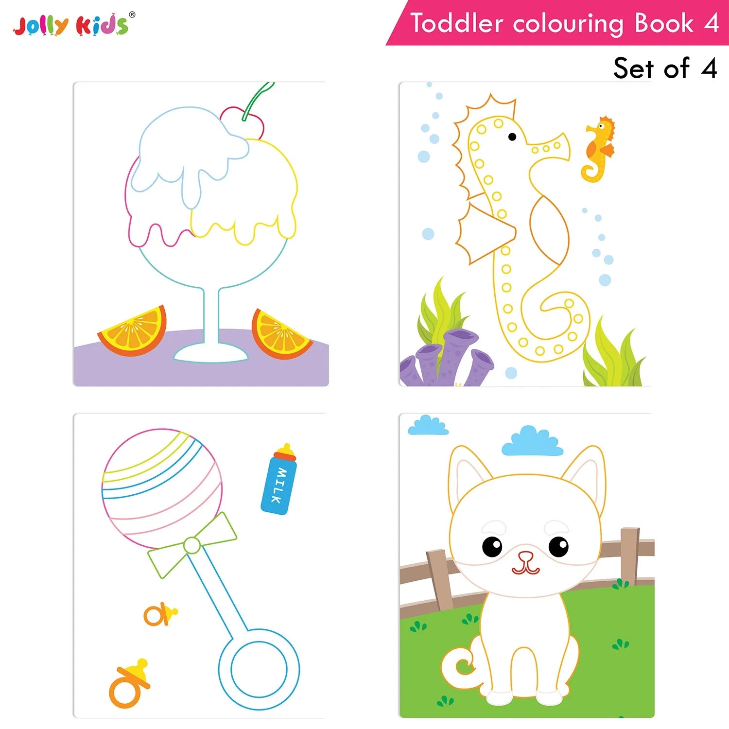 Jolly Kids Toddler Colouring Die-Cut Animals Shape Activity Books Set of 4 for Kids| Ages 1-6 Years – Shethbooks (image 5)