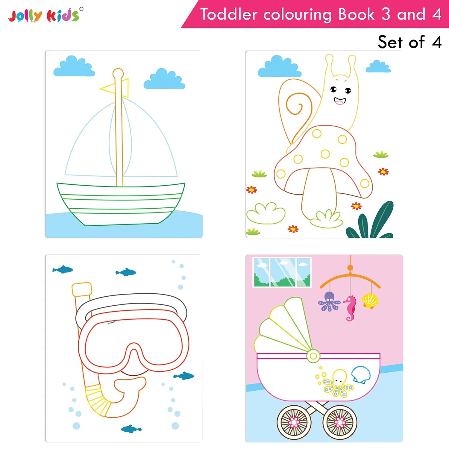 Jolly Kids Toddler Colouring Die-Cut Animals Shape Activity Books Set of 4 for Kids| Ages 1-6 Years – Shethbooks (image 7)