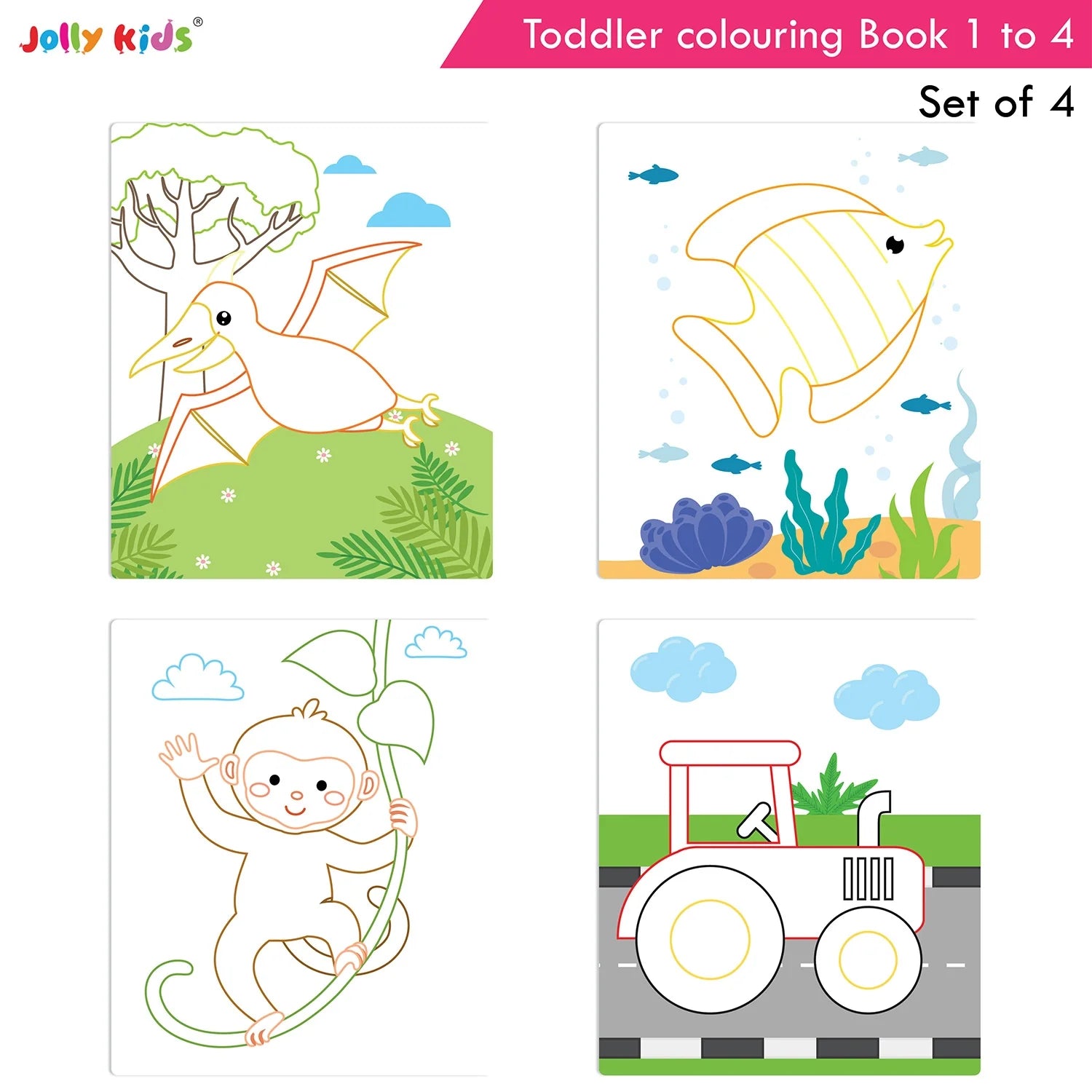 Jolly Kids Toddler Colouring Die-Cut Animals Shape Activity Books Set of 4 for Kids| Ages 1-6 Years – Shethbooks (image 8)