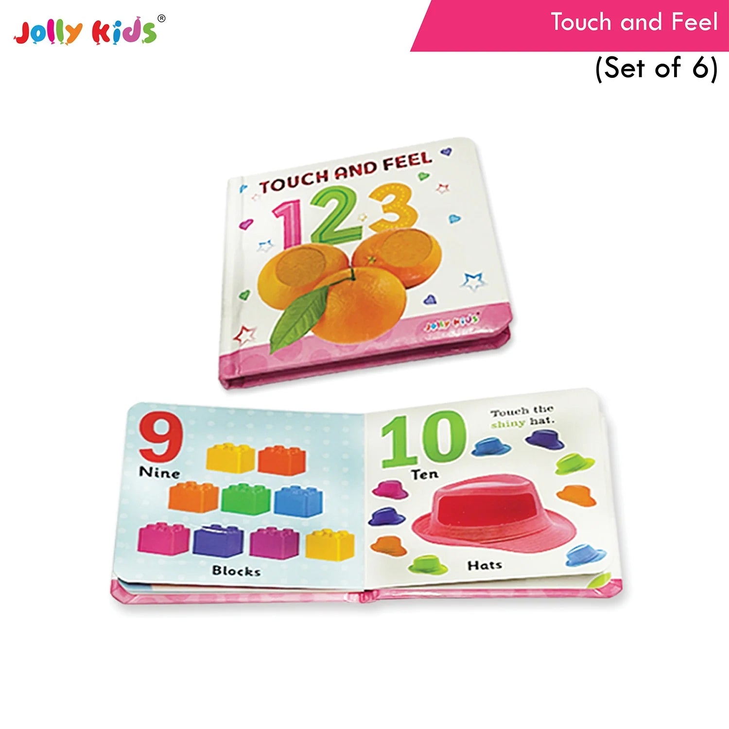 Jolly Kids Touch and Feel Picture Learning Sensory Development Padded Board Books Set of 6 for Infants, Toddlers Gift Ages…