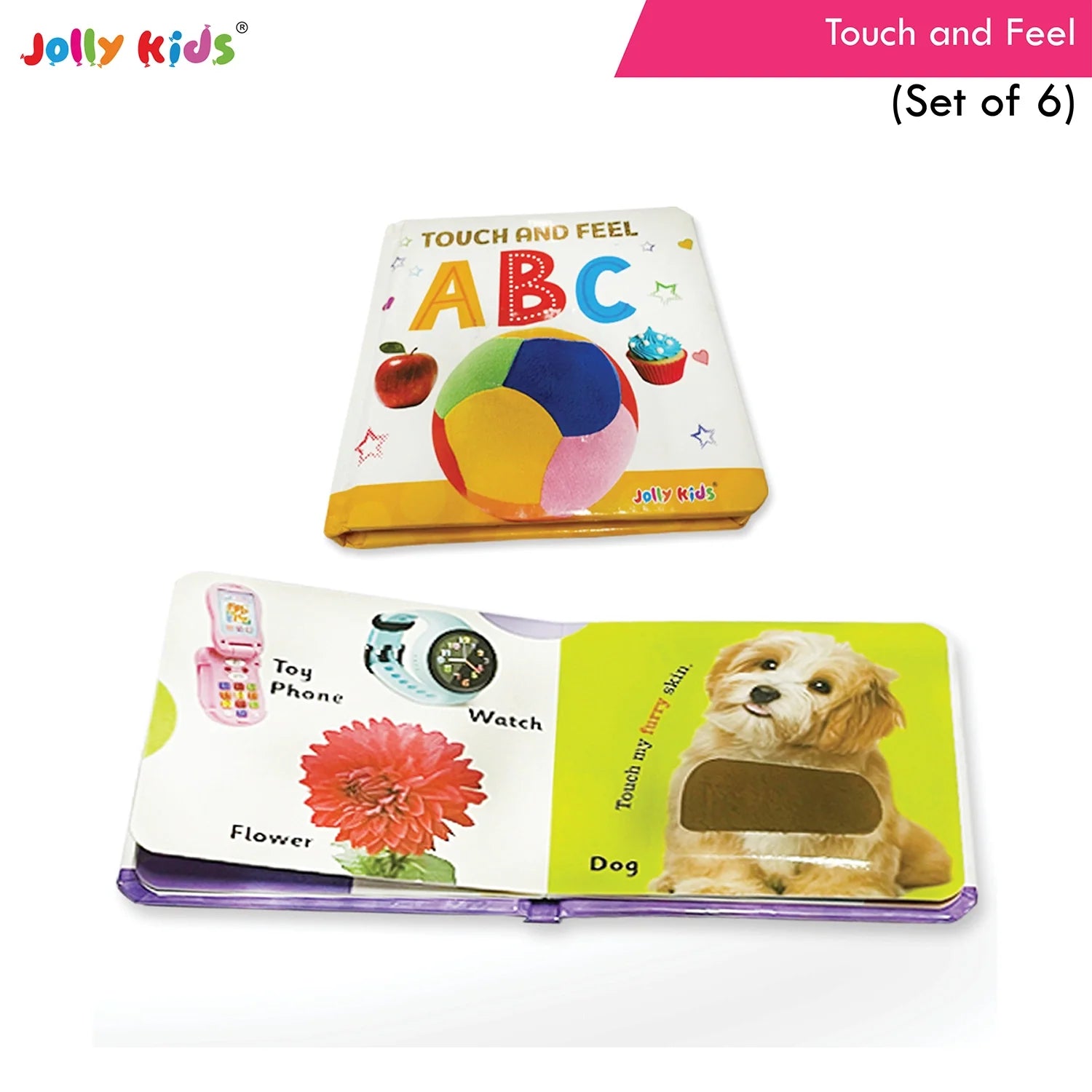 Jolly Kids Touch and Feel Picture Learning Sensory Development Padded Board Books Set of 6 for Infants, Toddlers Gift Ages…