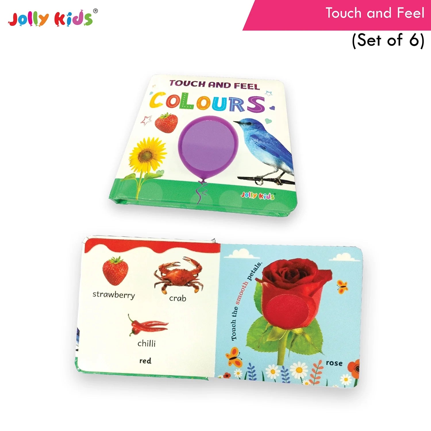 Jolly Kids Touch and Feel Picture Learning Sensory Development Padded Board Books Set of 6 for Infants, Toddlers Gift Ages…