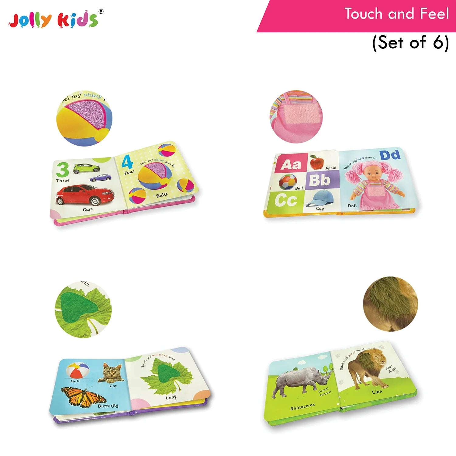 Jolly Kids Touch and Feel Picture Learning Sensory Development Padded Board Books Set of 6 for Infants, Toddlers Gift Ages…