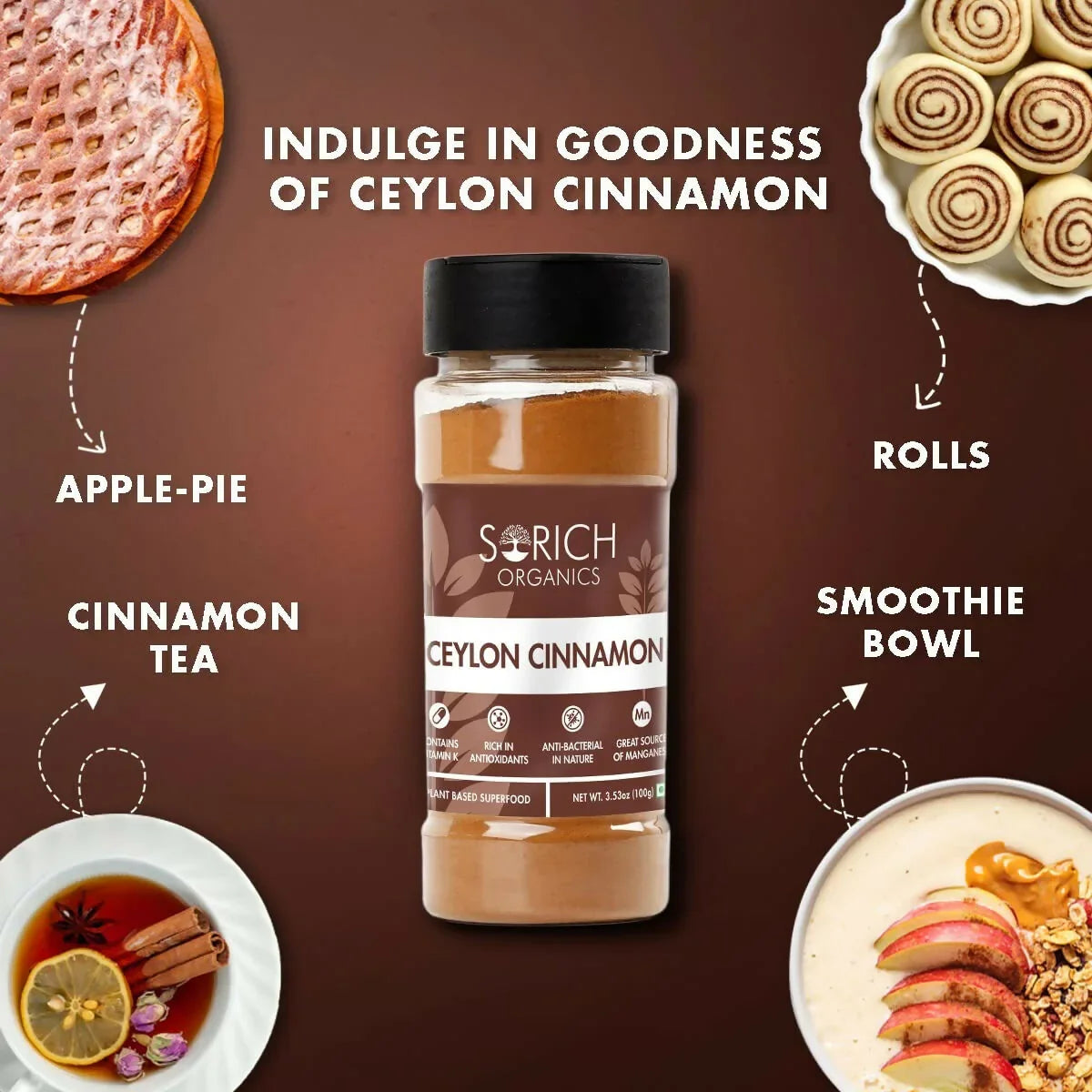 Sorich Organics Ceylon Cinamon Sticks Powder (Dalchini Powder) -50 gm image 3
