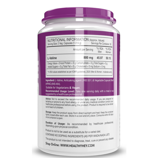Healthyhey L-Valine- 60 Vegetable Capsules image 2