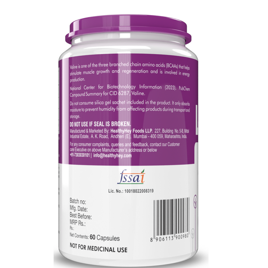 Healthyhey L-Valine- 60 Vegetable Capsules image 3