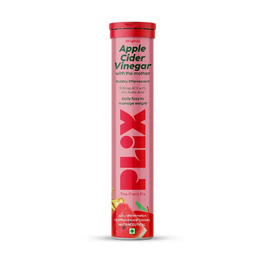 PLIX Apple Cider Vinegar Effervescent Tabs – Juicy Watermelon (15 Tablets)