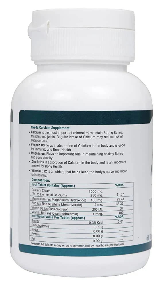 Nveda Calcium Magnesium Zinc Vitamin D3 & B12 Tablets -60 tabs - Pack of 1 image 3