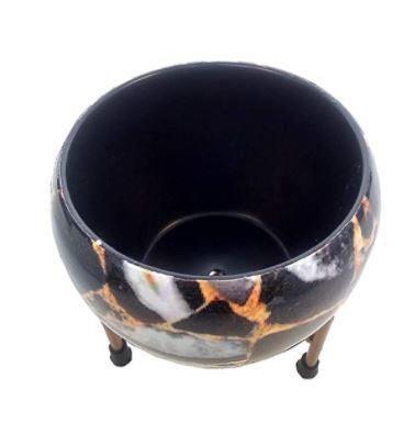 Metal Meena Planter Pots with Stand (Black Marble) image 3