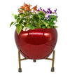 Metal Meena Planter Pots with Stand (Maroon Red)