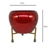 Metal Meena Planter Pots with Stand (Maroon Red)
