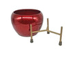 Metal Meena Planter Pots with Stand (Maroon Red)
