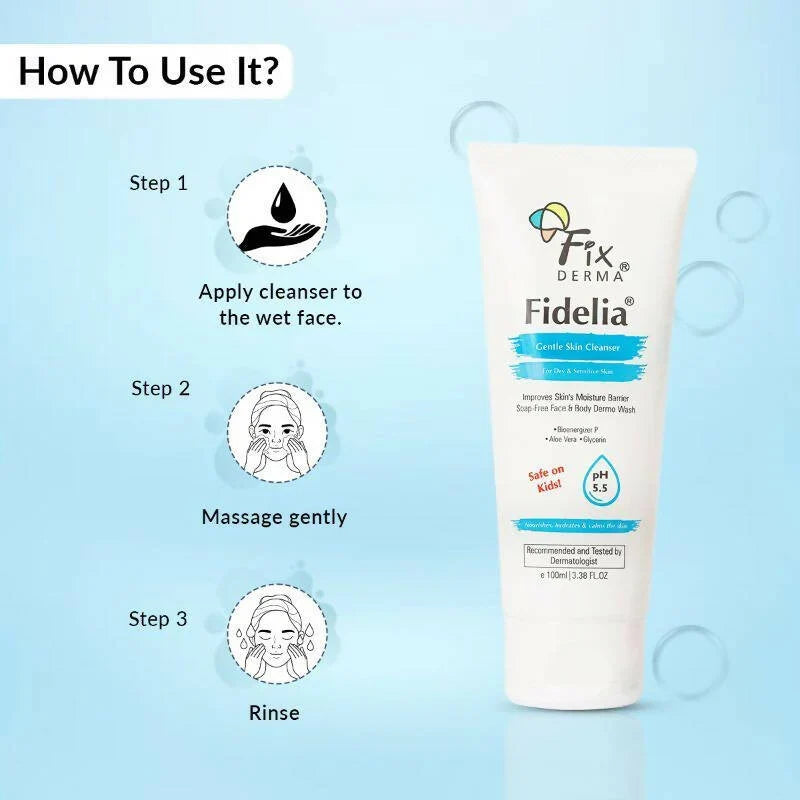 Fixderma Fidelia Gentle Skin Cleanser For Dry & Sensitive Skin -100 ml image 4
