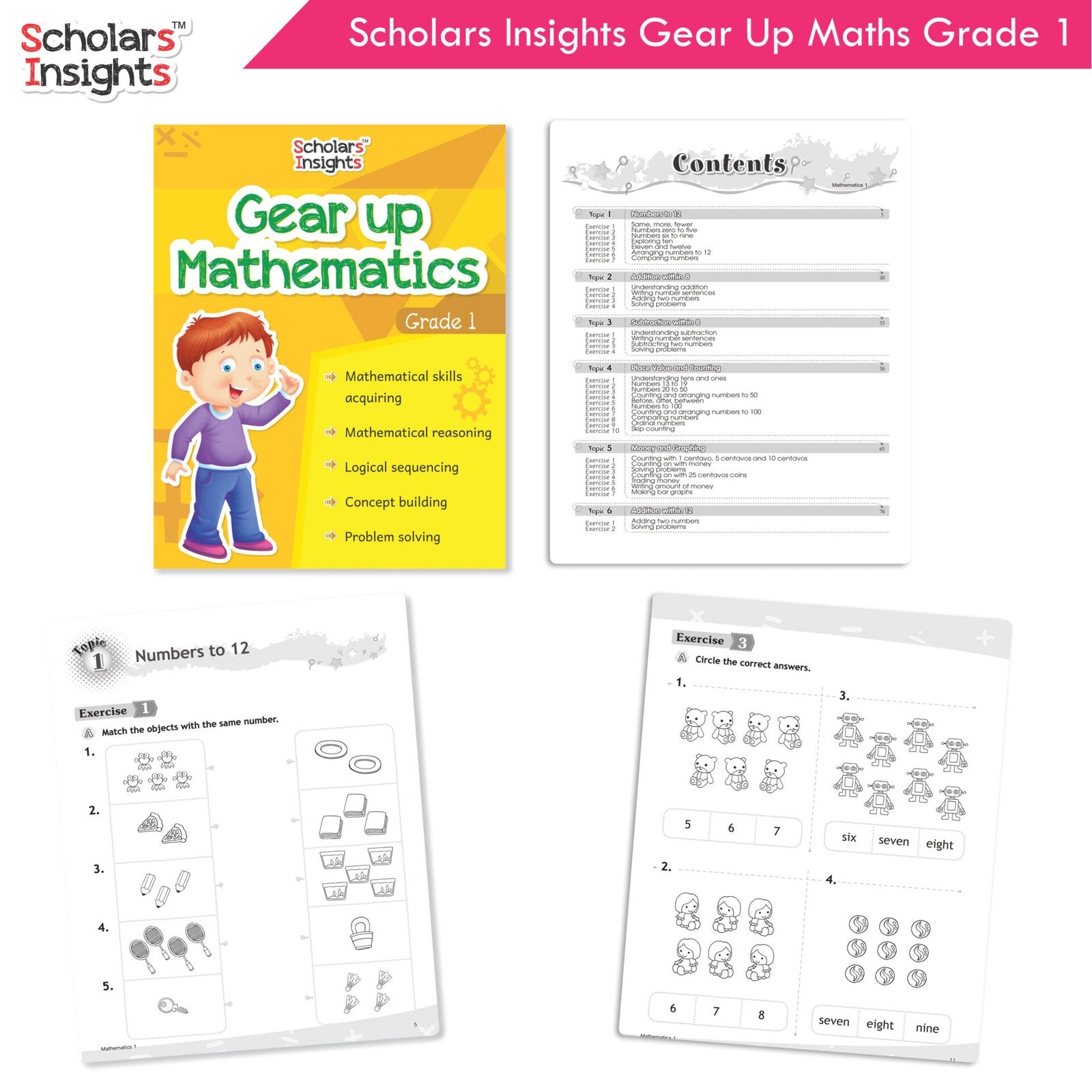 Scholars Insight Combo Set of Mathematics Workbooks For Grade 1| Set of 3| Problem Solving Book for Kids – Shethbooks…