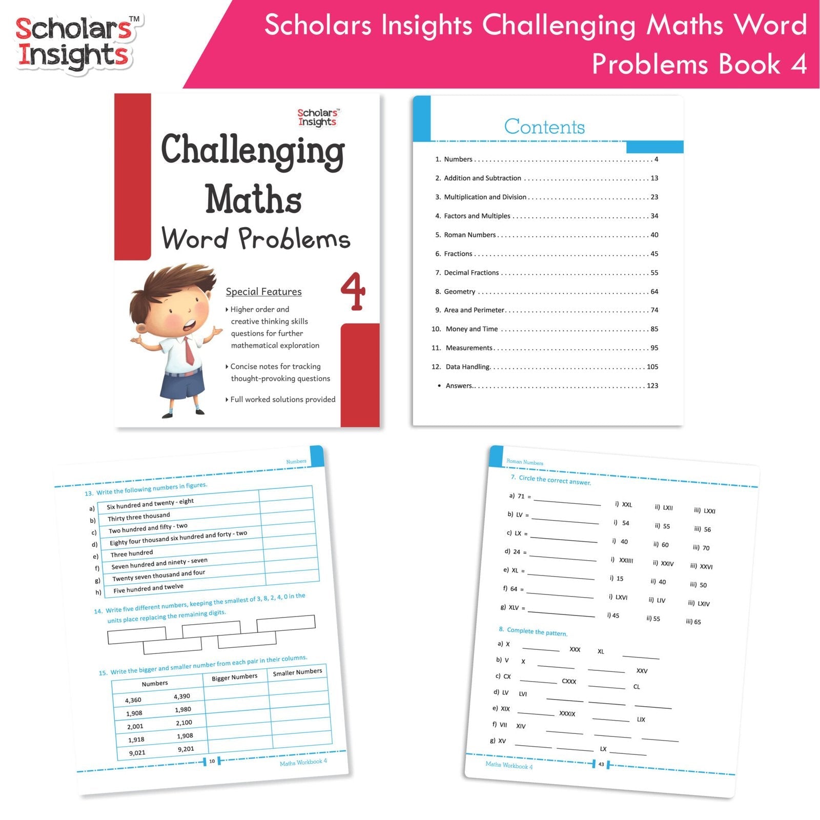 Scholars Insight Combo Set of Mathematics Workbooks For Grade 4| Set of 3| Problem Solving Book for Kids – Shethbooks…