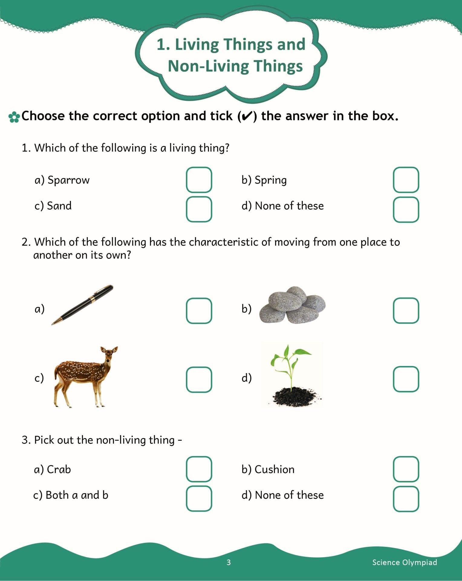 Scholars Insights Science Olympiad Grade 1| Science Practical Questions in MCQ format, QMR Sheet, Self Evaluation Sheet…