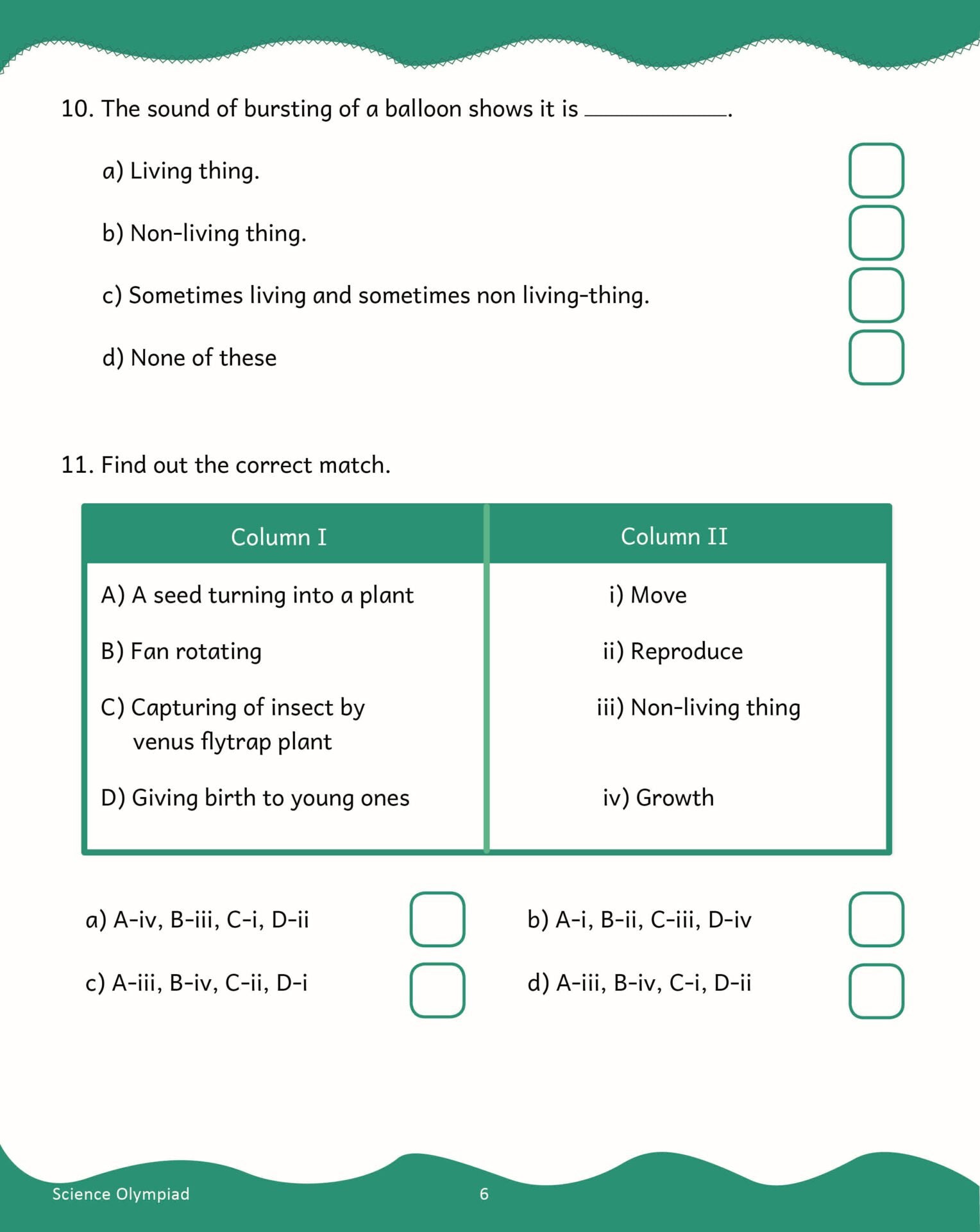 Scholars Insights Science Olympiad Grade 1| Science Practical Questions in MCQ format, QMR Sheet, Self Evaluation Sheet…