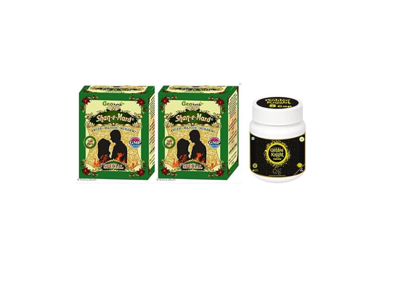 Shan-e-Mard Special Prash (Pack of 2) with Golden Knight Capsules – Herbal Vitality Formula (125g)