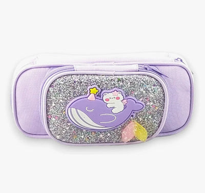 Large Capacity Glitter Pencil Pouch with Tail Hanging |