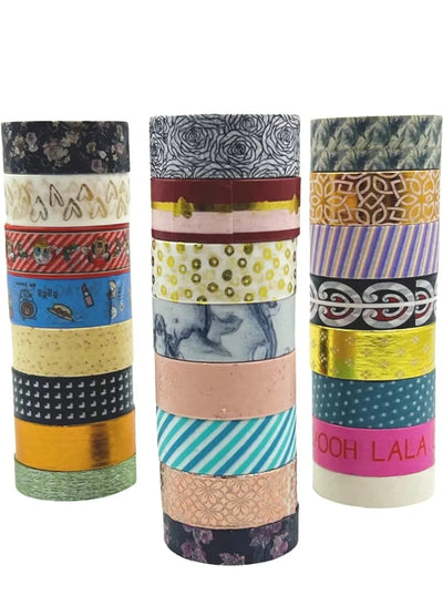 24 Rolls Decorative Floral Japanese Pastel Seasonal Art Holiday Craft Wide Skinny and Thin Scrapbook Washi Tape Set (21 Rolls- 15mm, 3 Rolls-10mm)
